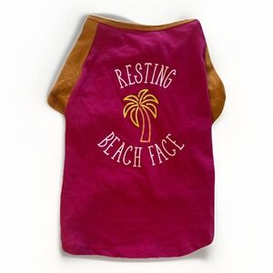 Resting Beach Face Pet T-Shirt Magenta Mustard Yellow Raglan Dog Shirt Size XL